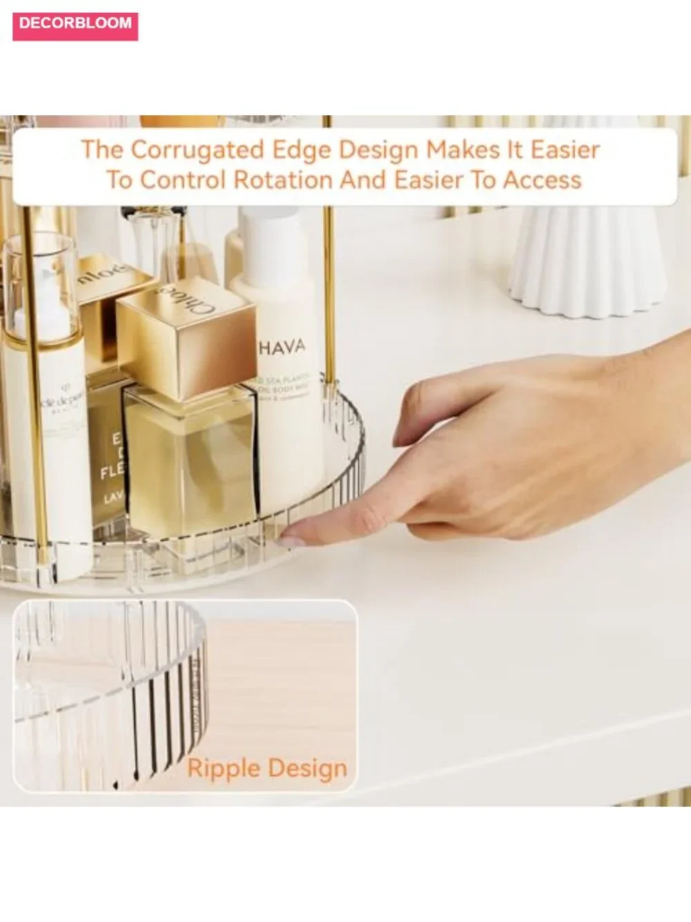 3 Tier Acrylic Rotating Makeup Organizer for Countertop Bathroom Vanity